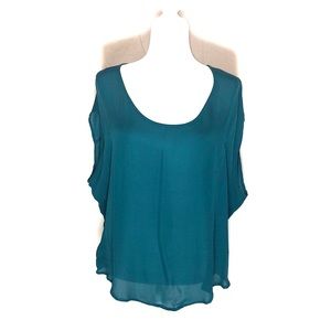 Oversized silk hunter green blouse